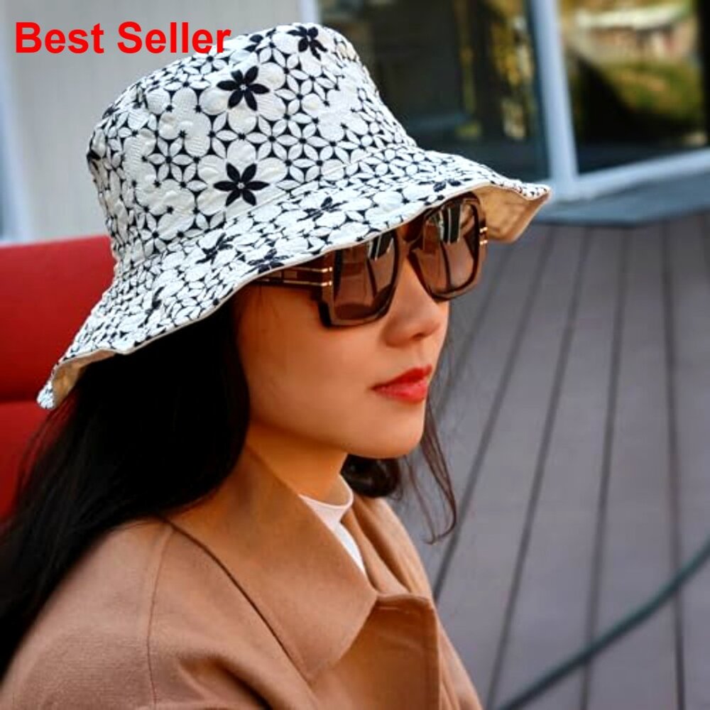 Floral Pattern Bucket Hat - 100% Polyester - Clas… - image 2